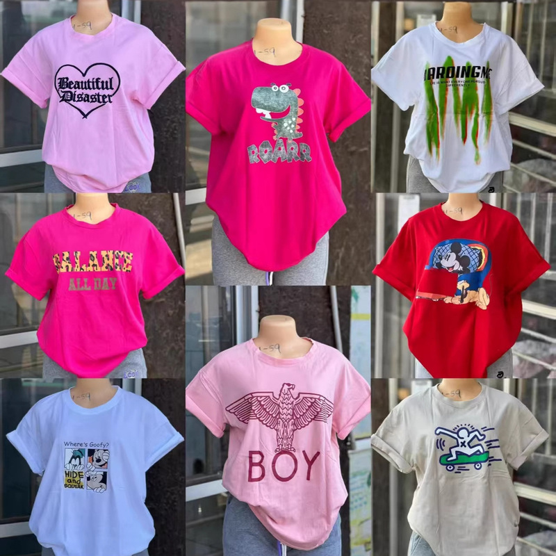 Foreign Trade Ladies T-Shirt New Round Neck T-Shirt Tops for Women Women's T-Shirt Wholesale Available