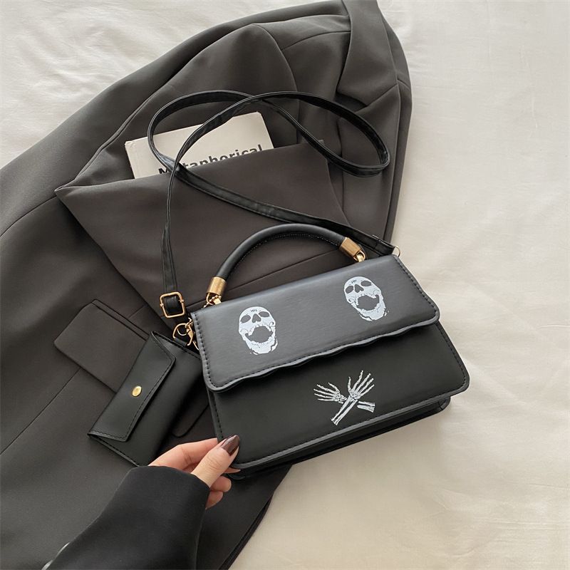 Textura bolso pequeño portátil bolso femenino nuevo bolso de hombro impreso de moda de moda bolso cuadrado pequeño de mensajero de un solo hombro de color de contraste moda