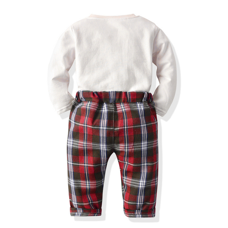 2025 primavera coreana versátil cuello redondo chaqueta de manga larga pantalones casuales a cuadros de dos piezas de ropa interior infantil transfronteriza