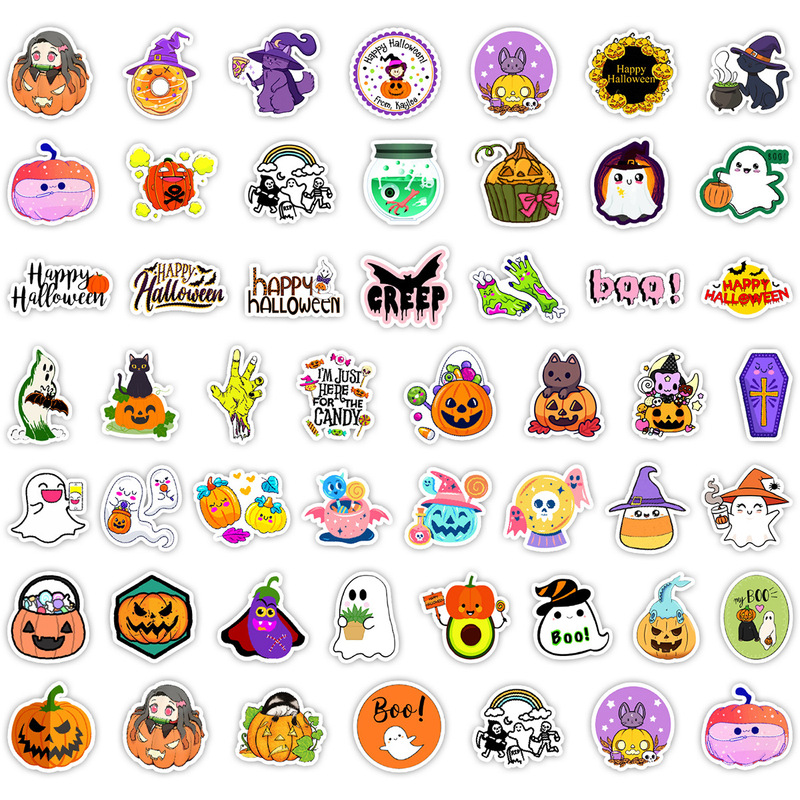 50/100枚のハロウィンのステッカーは携帯電話のコップの防水の装飾を包んで子供のdiyの手帳のステッカーを貼って卸売りします。|undefined