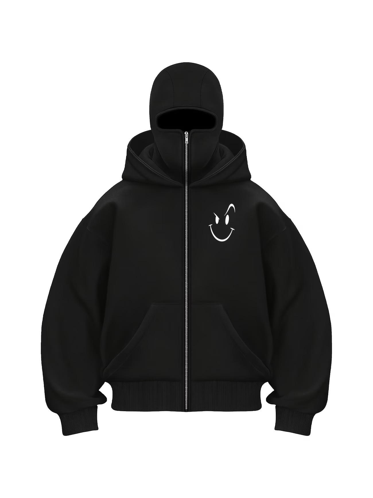 Women's Clothing Fleece Lined Hooded Cardigan Coat Smiley Face Print Double Layer Casual Style Autumn Winter Fashion_ecoleips.com
