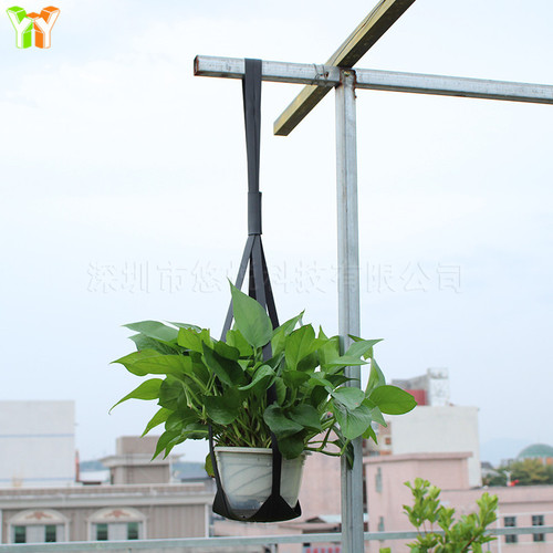 Aerial hanging plant tray Indoor potted plant hanging basket flower stand hammock Leather hanging flower pot storage rope