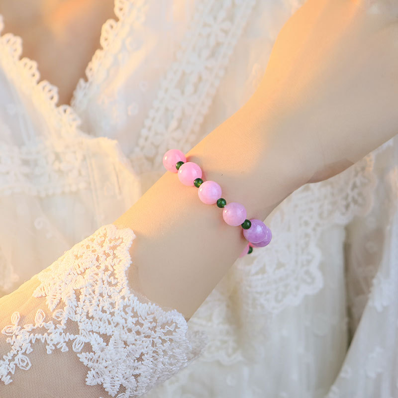Hecho a mano de púrpura de piedra natural de doble color pulsera nueva exquisita estilo chino versátil pulsera de alta sensación de cuentas joyas diy