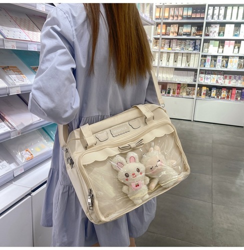  Summer Bags Hand-held Crossbody Bag New Soft Girl Uniform Bag Cute Bow Transparent Shoulder Pain Bag