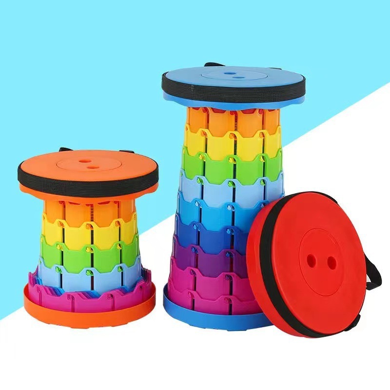 Popular Rainbow Folding Stool Portable Chair Adjustable Rainbow Telescopic Stool Fishing Train Telescopic Folding Stool