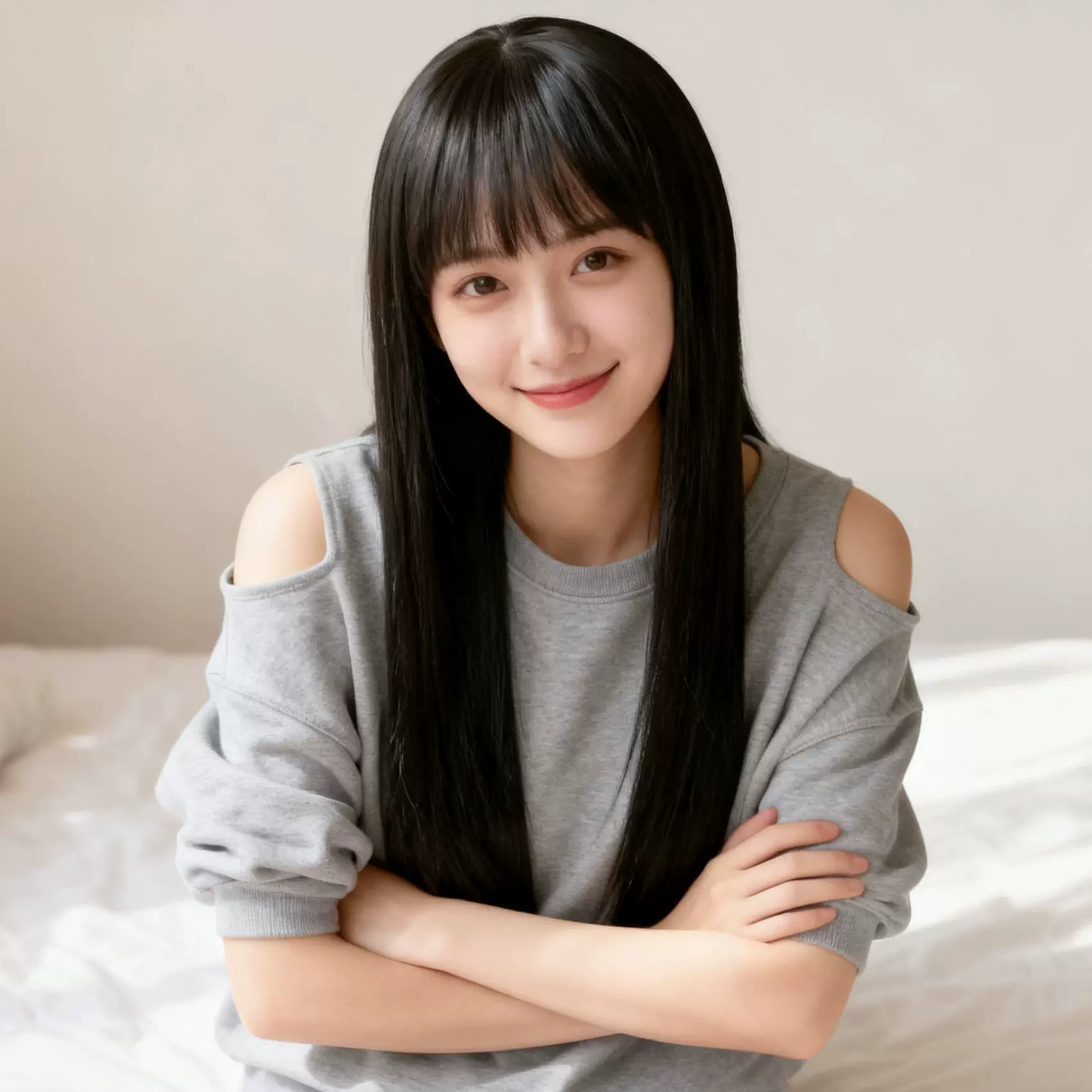 厂家货源假发女空气刘海长直发JK日常全头套式整顶假发短视频带货