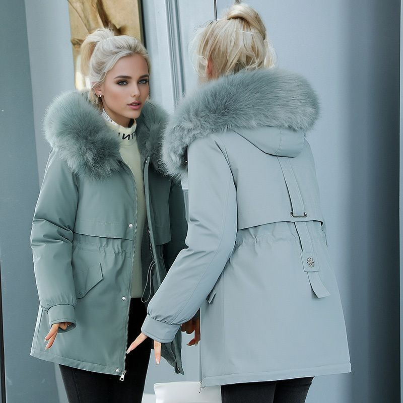 Women's Winter Coat Warm Thickened Cotton Jacket Medium Long Style_voghion.com