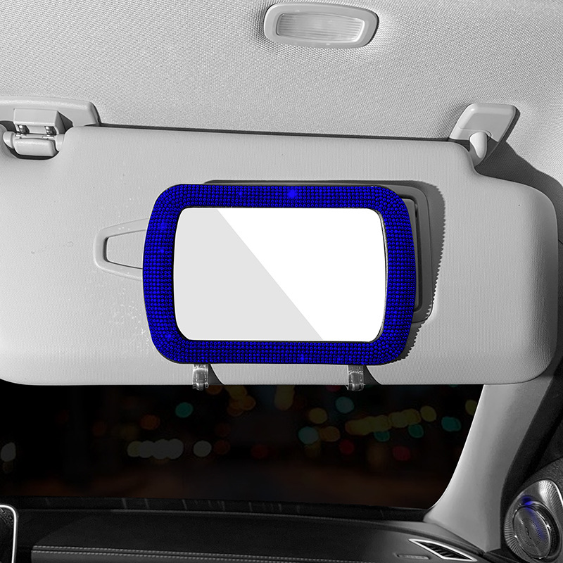 Espejo de maquillaje de mujer espejo de tocador de sombrilla de coche espejo decorativo de visera de coche rhinestone transfronterizo