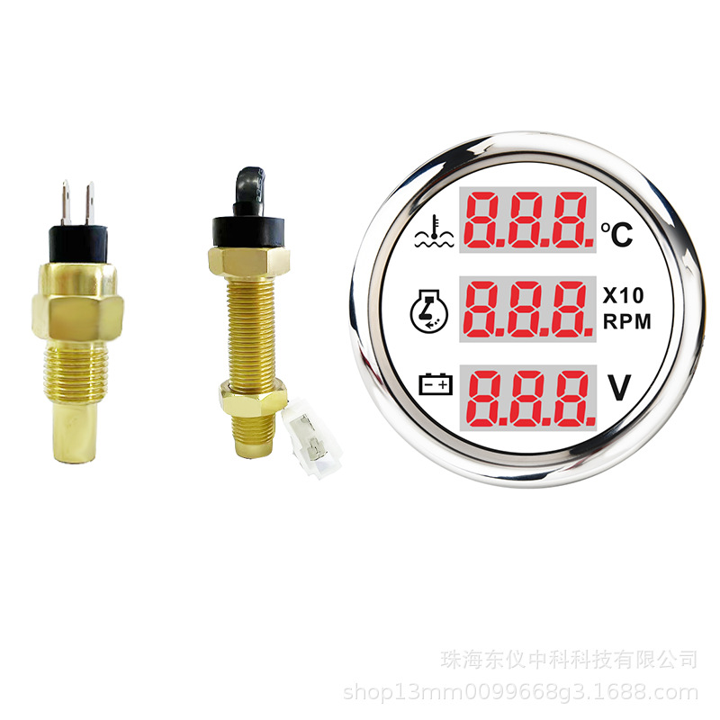 Cross-Border Hot-Selling 52mm Three-In-One Digital Display Meter Car Modified Truck Digital Display Meter Industrial Engineering Digital Display Meter