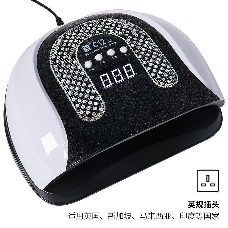 Lámpara de uñas Diamante creativo 256W Lámpara de fototerapia inteligente de alta potencia Luz UV Aceite de uñas de secado rápido Lámpara para hornear Lámpara transfronteriza
