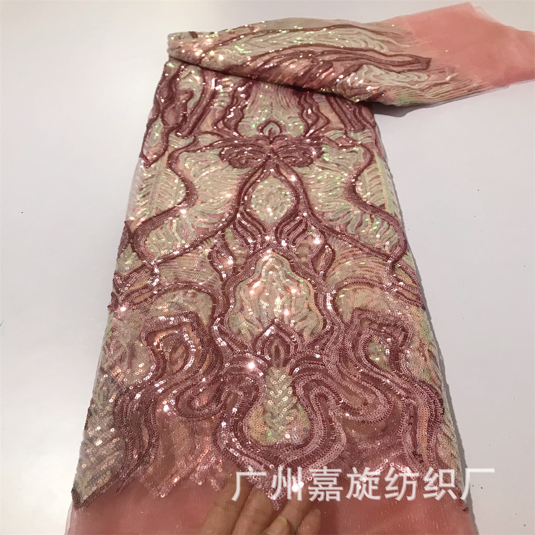 Malla de poliéster africano lentejuelas encaje europeo y americano DIY elegante vestido de novia vestido etapa rendimiento ropa tela JX3957 image 8
