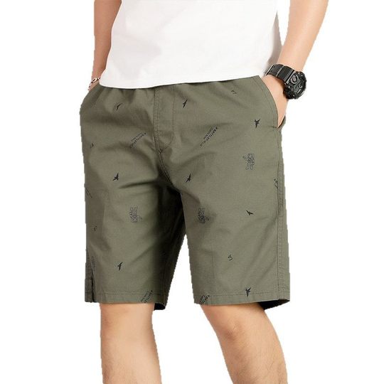 Woodpecker Cotton Shorts Men's Summer Loose Five-point Pants Middle-aged Dad's Casual Sports Pants Home Flower Pants