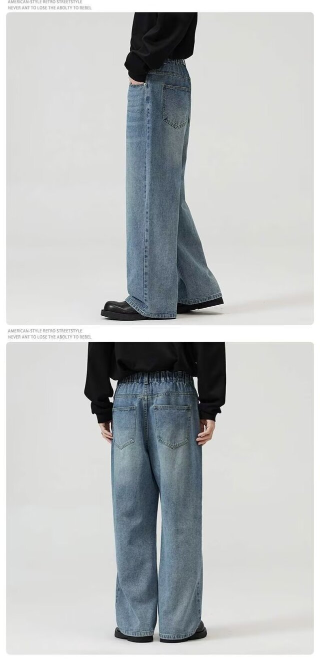 Streetwear Washed Denim Jeans – Loose Fit Straight-Leg Vintage Jeans For Men (Light Blue/Black/Retro, S-Xxxl)_mkmklike.com