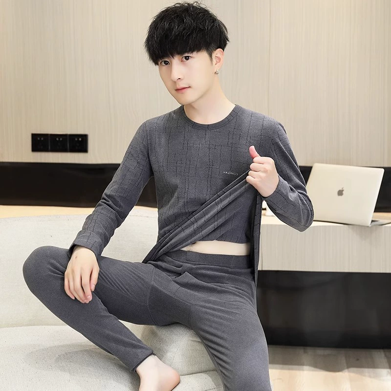 Velvet keep warm set for elementary school students for boys, thermal underwear, for teenagers, loose fit