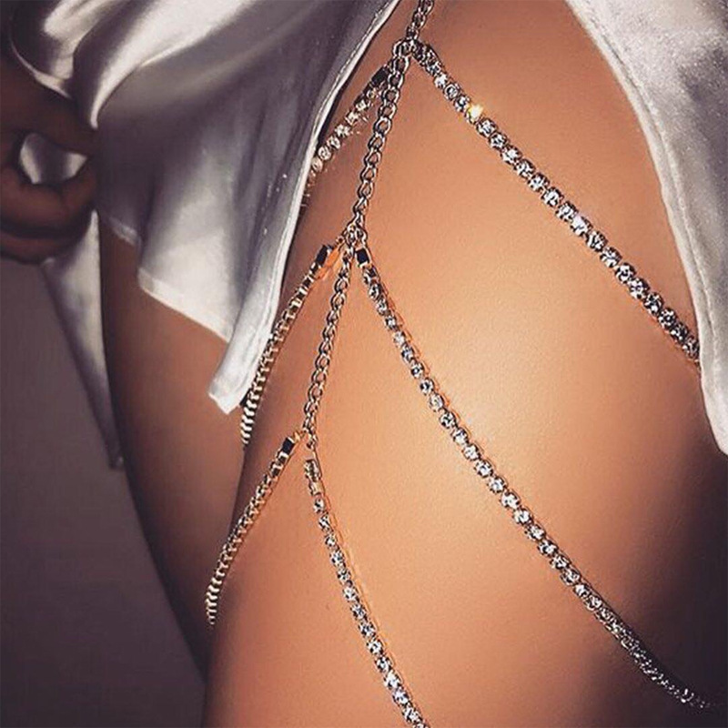 European and American cross-border jewelry, multi-layer claw chain, sexy thigh chain, ebay hot selling rhinestone thigh chain, anklet jewelry