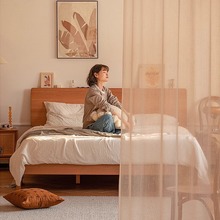 樱桃木实木千寻床简约1.5单人白橡木主卧室日式原木1.8米双人床