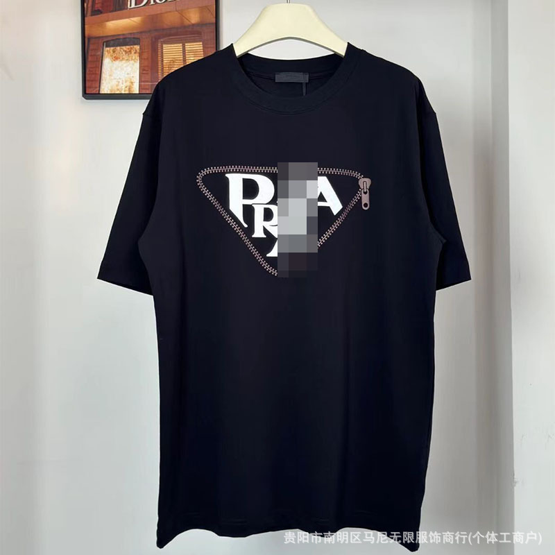 Triangular Cross-Border Luxury Fashion High-Quality Printed Letter Short-Sleeve Trendy Brand Export Crew Neck Loose T-Shirt Triangular Cross-Border Luxury Fashion High-Quality Printed Letter Short-Sleeve Trendy Brand Export Crew Neck Loose T-Shirt