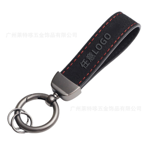 Durable black faux leather keychain  model leather car logo keychain manufacturer wholesale