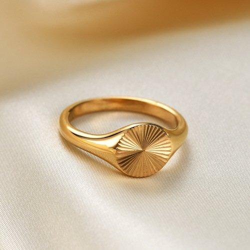European and American INS stackable sunshine ring fashion jewelry gift 18K gold IP electroplated polished finger ring for women