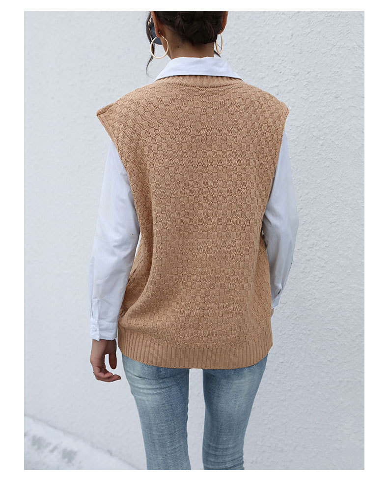 Gilets pull torsadés tricotés de couleur unie_voghion.com