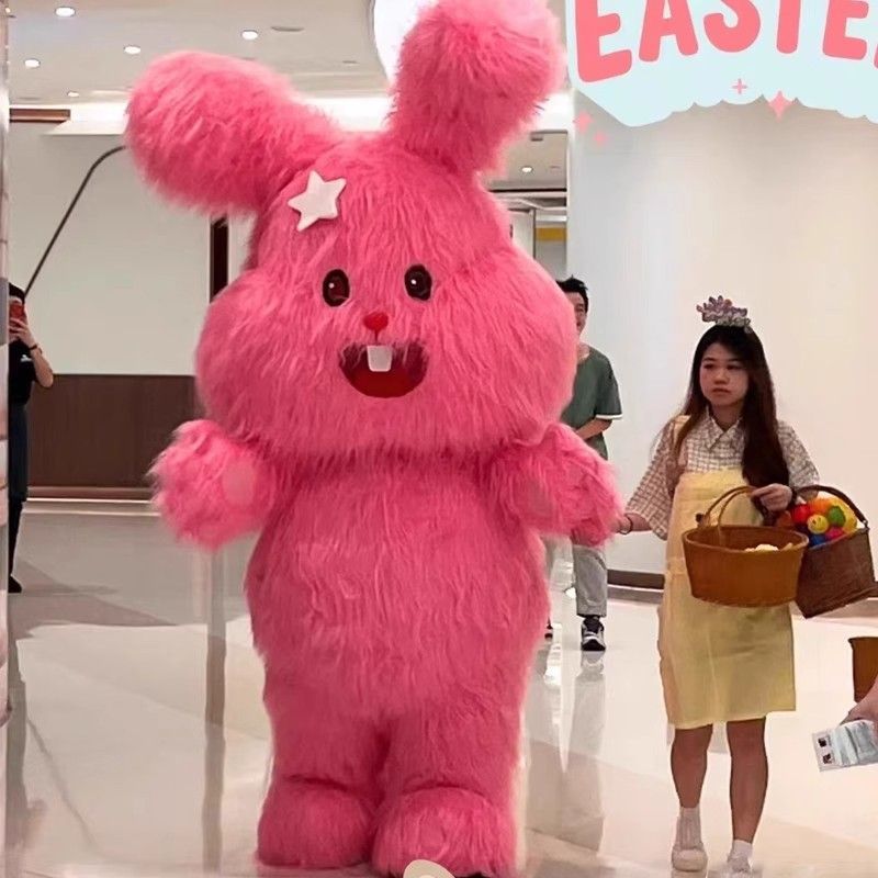 网红充气乔乔兔卡通人偶服装蓝色大象毛绒玩偶服商场宣传引流道具