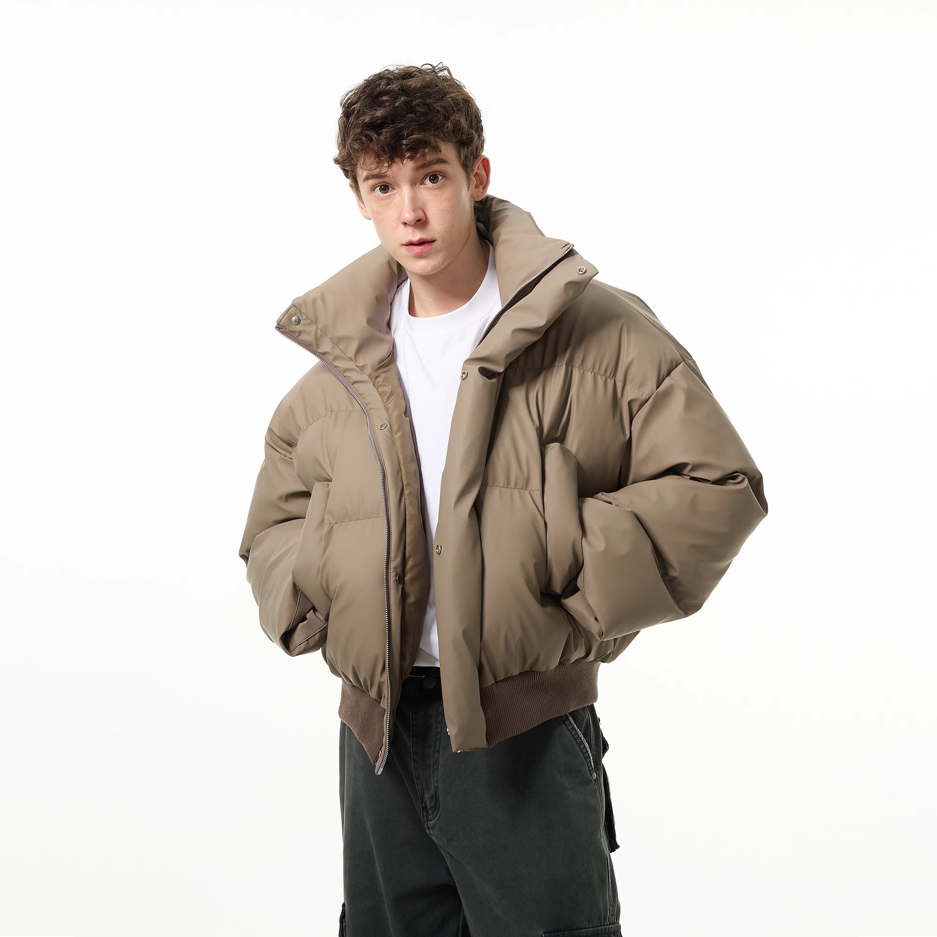 Herrenbekleidung Retro High End Kurzer Baumwollmantel Winter Casual Baumwollmantel_voghion.com