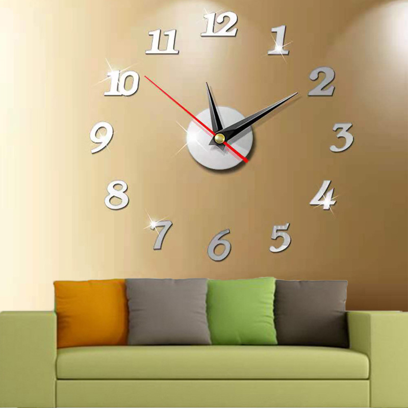 Fábrica al por mayor Amazon transfronterizo acrílico Reloj de pared hogar sala de estar dormitorio Fondo pared pegatina decorativo mudo reloj