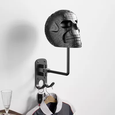 Cross-Border Halloween Decoration Skull Ornaments Motorcycle Helmet Holder Metal Ornaments Hat Storage Rack Hook (Motosiklet dəbilqə rəfləri) - black-skull-metal-base