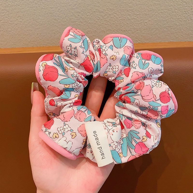 Coreano de encaje a cuadrícula anillo de cabello de intestino para mujeres 2026 nuevo estilo de cabello in-viento de gran tamaño bolas de cabello flor de tocado