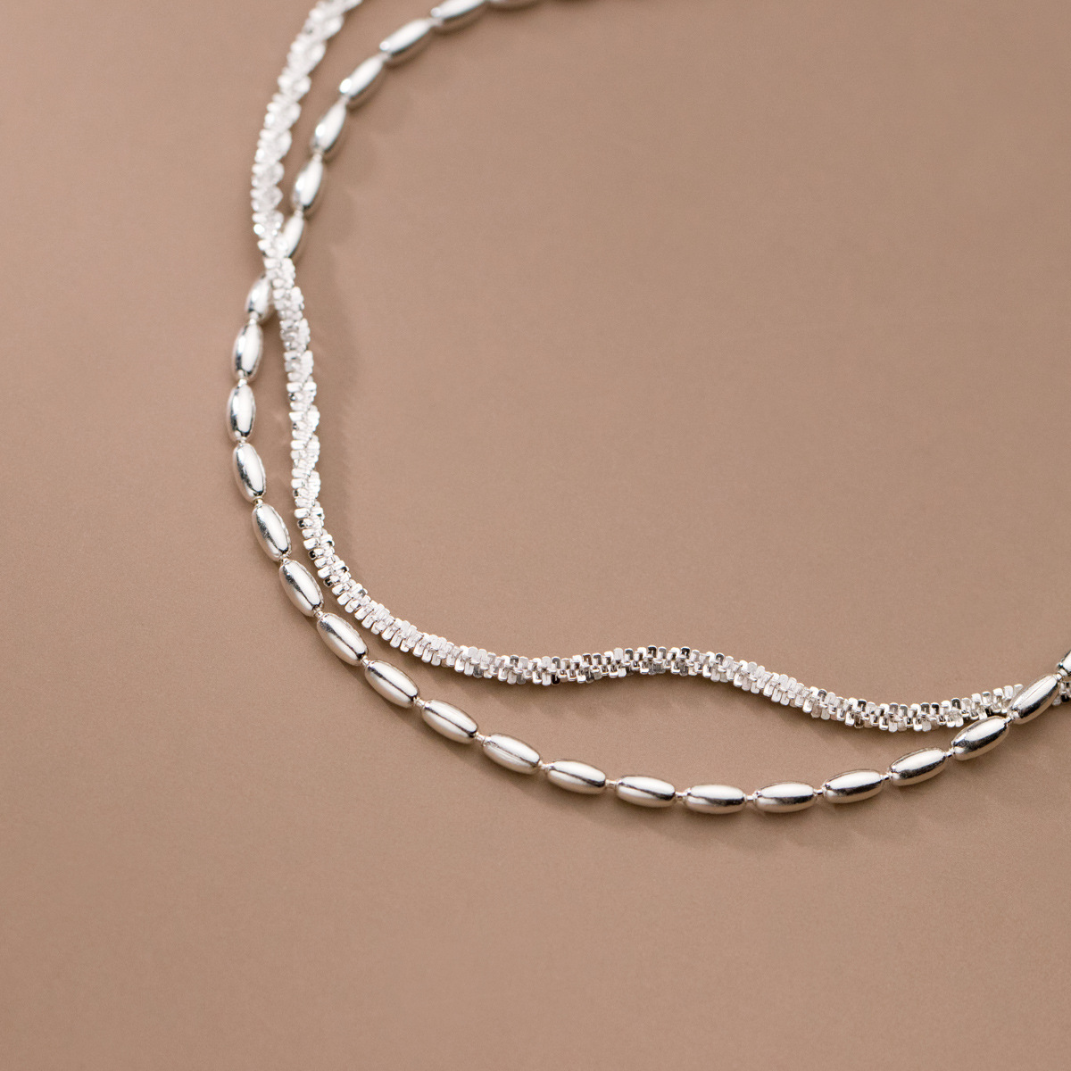 Eloch S925 plata coreana plata Bean Sky Star correa de pie de doble capa verano simple joyas de pie fresco S5650