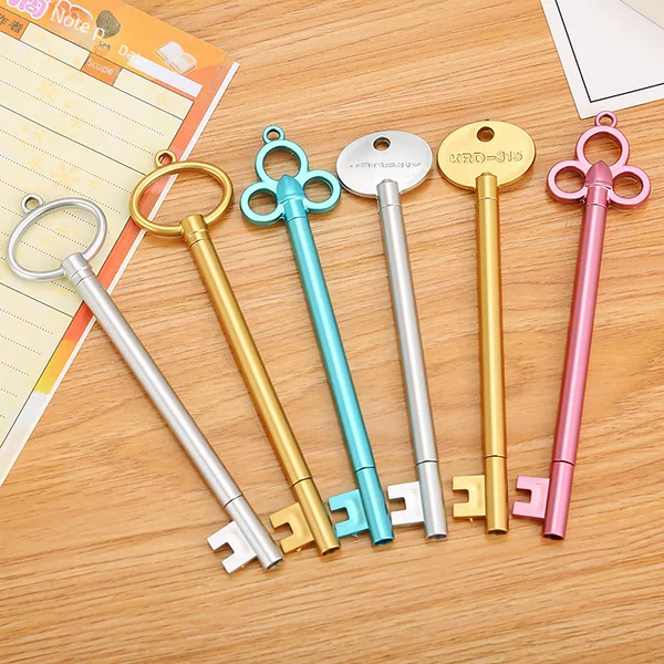 Creative Stationery Key Shape Gel Pen Cute Cartoon Learning Office Retro Water-Based Signature Pen Factory Direct Sale