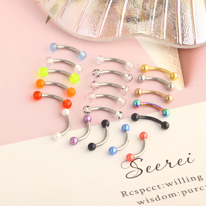 16G Stainless Steel Micro-Inlaid Zircon Eyebrow Ring Screw Ball Fashion Earrings Set of 10 detail image 13