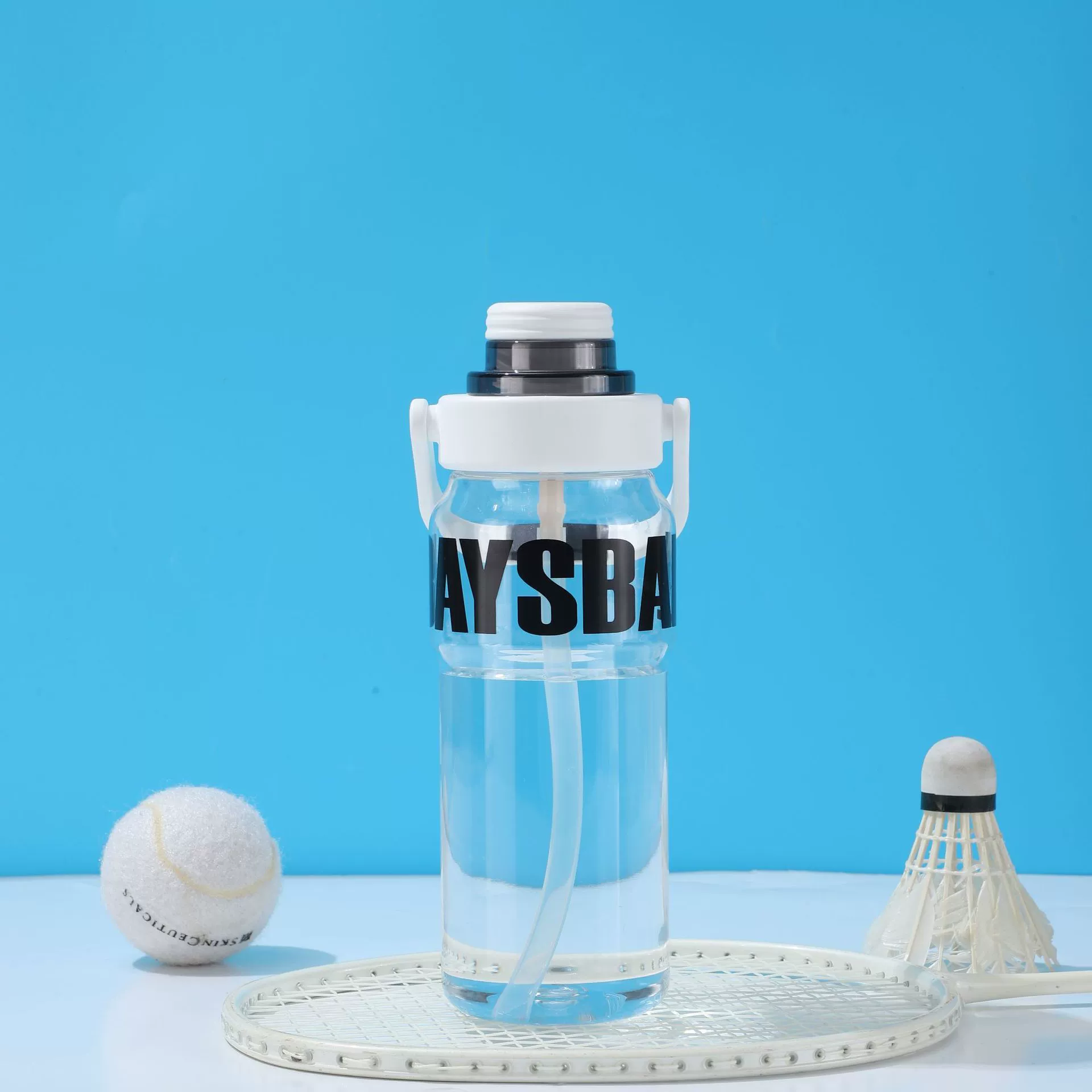 Summer high quality plastic sports handheld capacious tea cup for students with glass, straw, pen