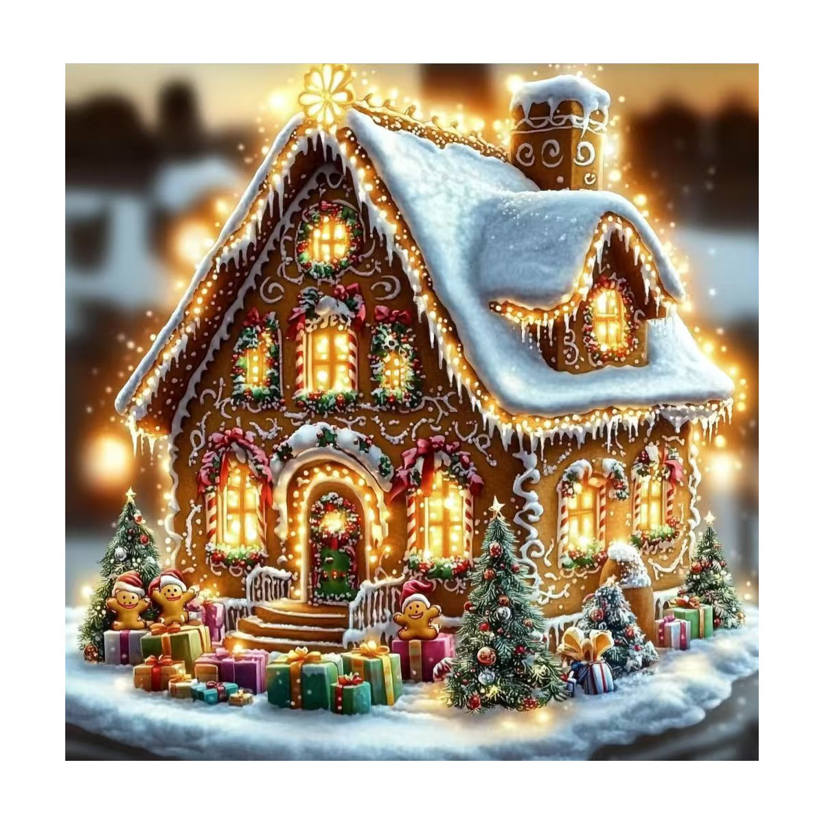 Mona Lisa Real bordado cruzado de Navidad casa de pan de jengibre nuevo estilo moderno paisaje hermoso bordado de hilo de ensueño artesanal image 5