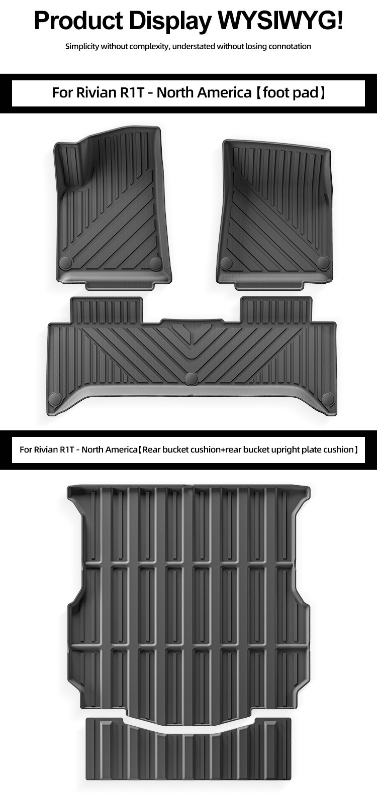 Car floor mats for 22-24 Rivian R1T, TPE