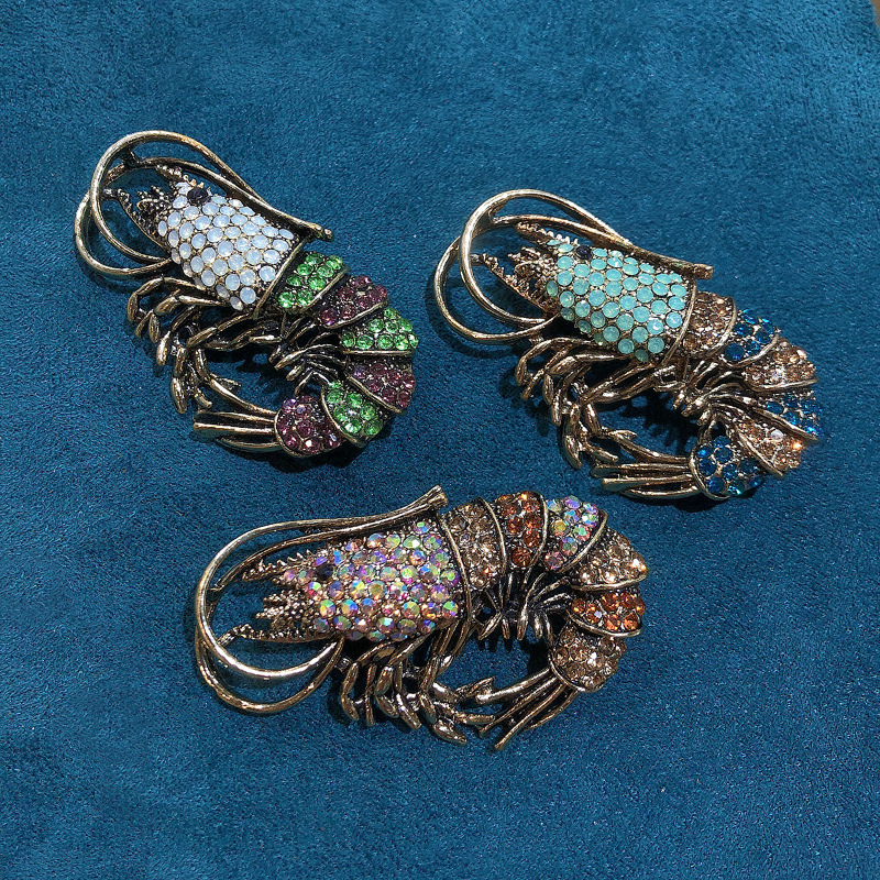 Casual Retro Lobster Alloy Plating Inlay Rhinestones Unisex Brooches display picture 1