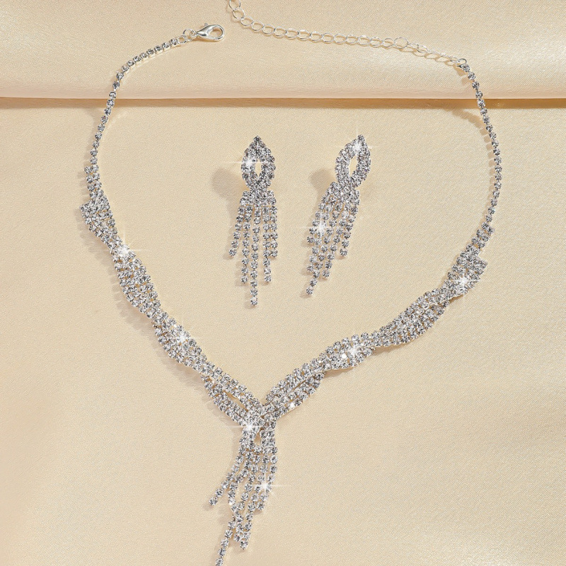 conjunto de joias colar brincos de noiva vestido de banquete colar acessórios de temperamento elegantes e versáteis_voghion.com