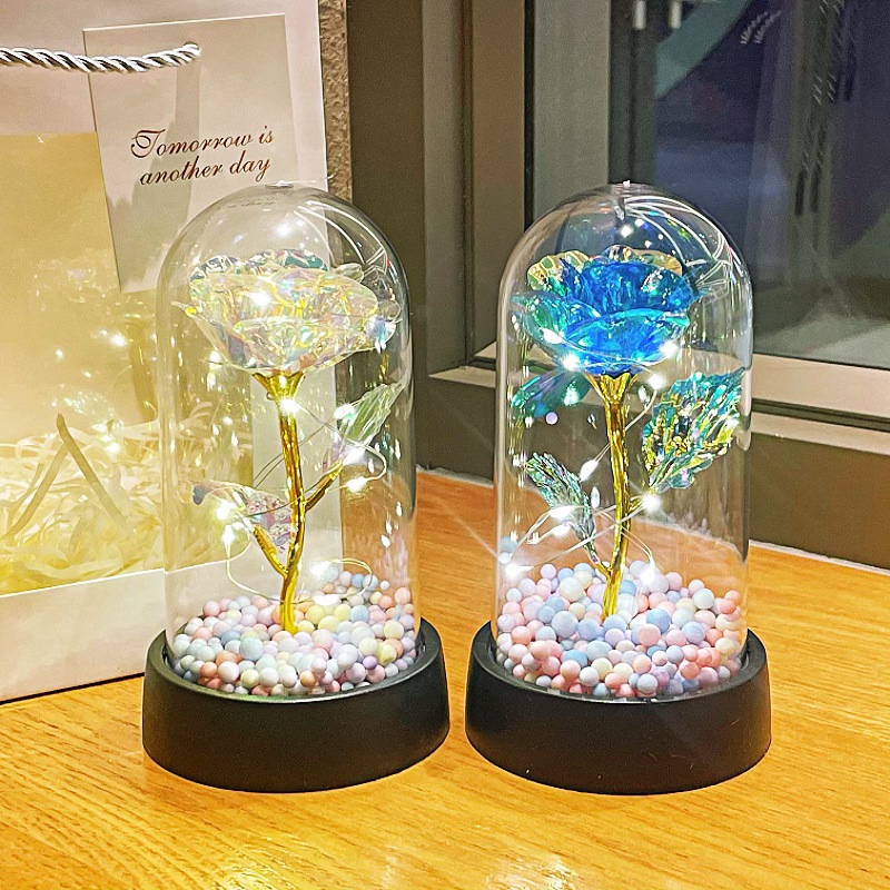 Simulación creativa de rosas luces nocturnas ramo de flores eternas adornos decorativos mano regalo parque de mercado nocturno al por mayor image 2