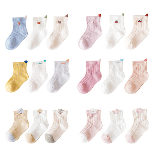 23 summer mesh thin baby socks boneless loose mouth baby socks type A children's cotton socks infants and boys