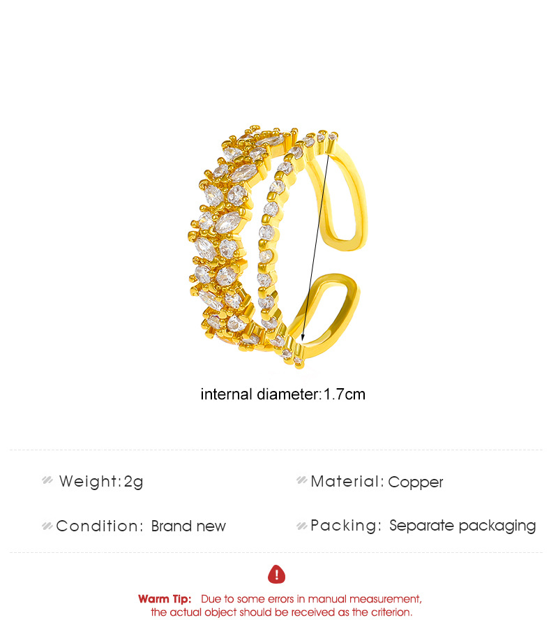 Fashion Geometric Copper Open Ring Metal Zircon Copper Rings