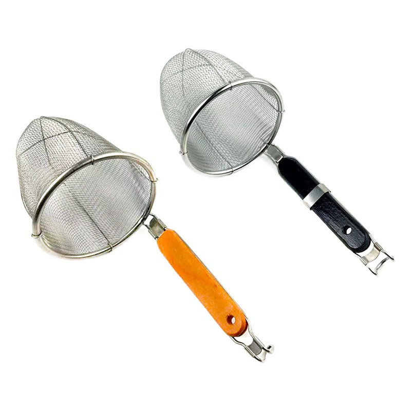 Порошок из нержавеющей стали Хедж Коммерческая деревянная ручка Овощная корзина Малатанг Корзина для горячего порошка Вареные пельмени Рисовая лапша Дырявая ложка Рыбная лапша Фильтрующая сетка