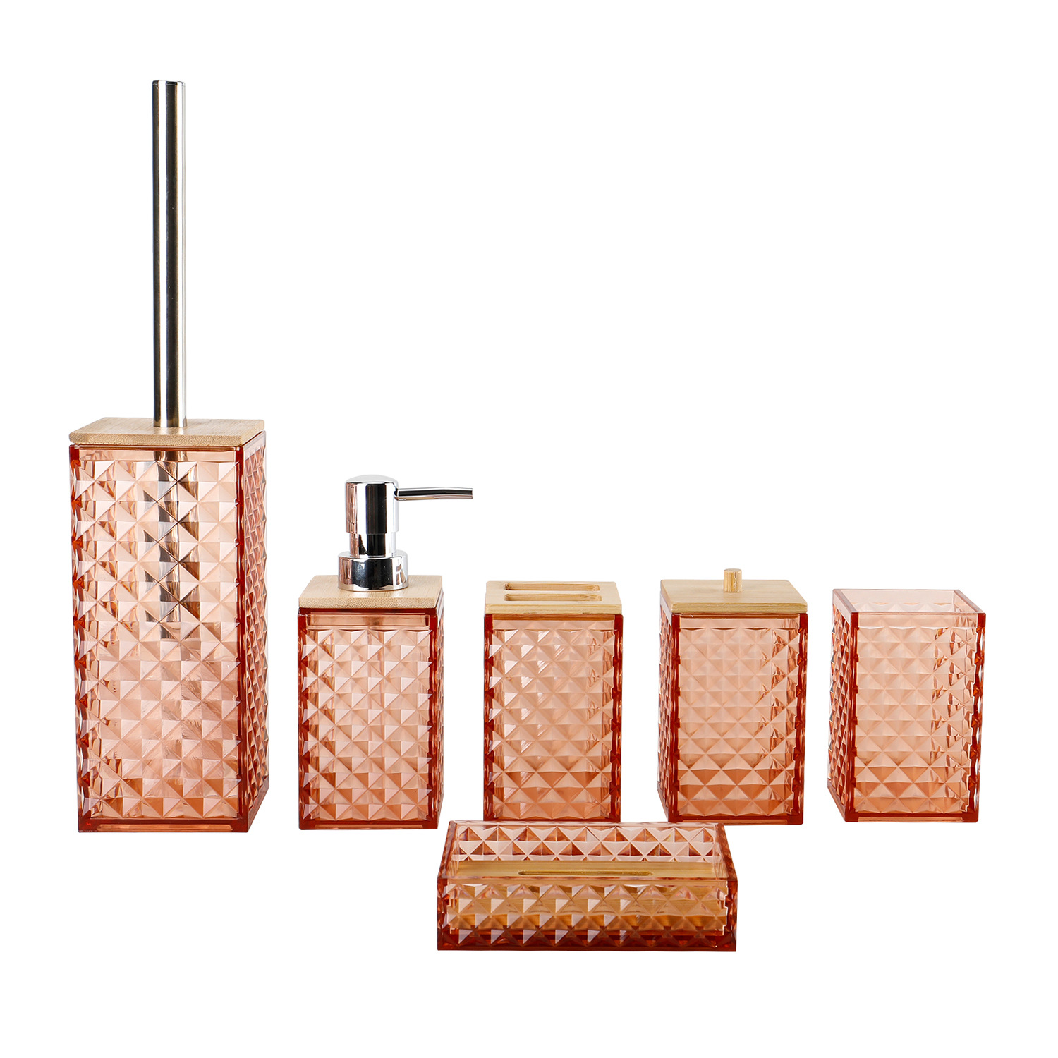 5002-6 Set de seis piezas con cubierta de bambú - Morandi Orange