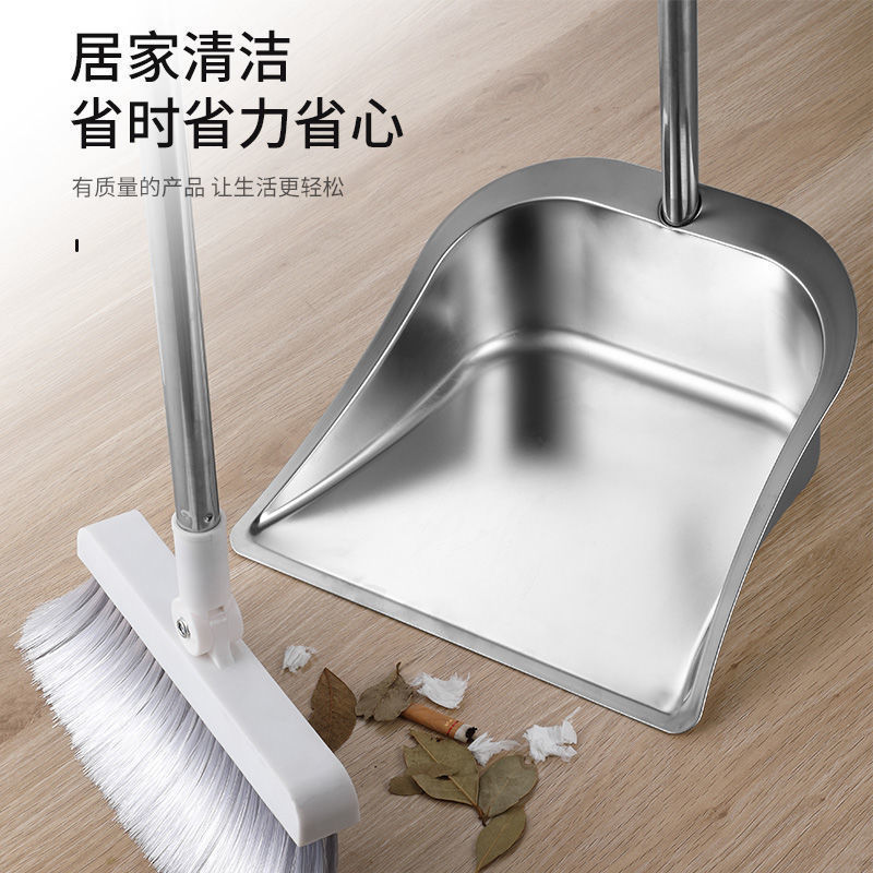 stainless steel thickening Garbage bucket Broom Dustpan stainless steel household Broom suit Sweep the floor Broom Summarized child Garbage shovel