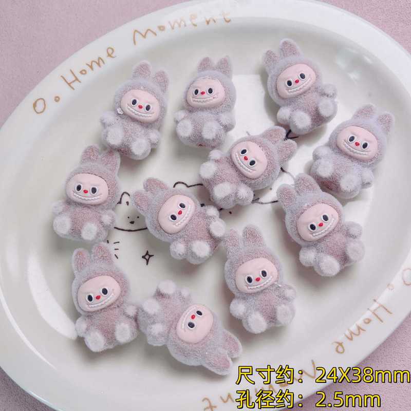 可爱立体植绒La布布站姿坐姿通孔串珠diy手工挂件萌粒饰品配件|undefined