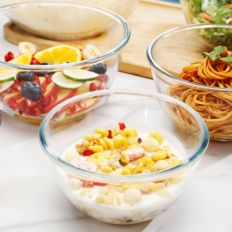 简约透明玻璃碗水果沙拉拌馅和面加大加厚高硼硅玻璃多规格沙拉碗