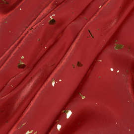 洒金笺多色入喜庆红汉服上襦裙布面料仿宣纸烫金数码雪纺皱金光棉