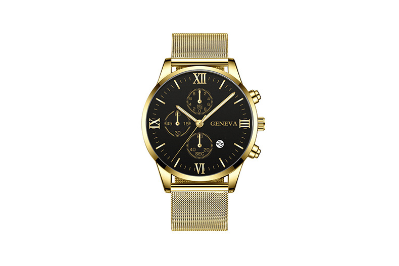 Round Dial Shape Casual Color Block Buckle Quartz Watch Men's Watches