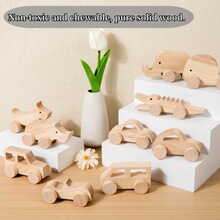 木制婴幼儿原木玩具车抓握惯性手推小汽车模型家具摆件儿童迷你