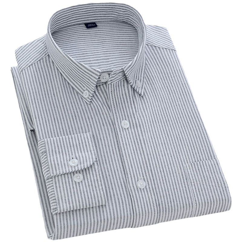 Camisa Oxford de rayas verticales de algodón para hombres de manga larga de primavera y otoño casual Camisa de algodón de negocios de todo fósforo ropa de hombre