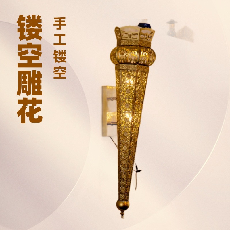 Southeast Asian Cut Out Carved Chandelier Characteristic Bar Restaurant Interior B&B House Wall Lamp